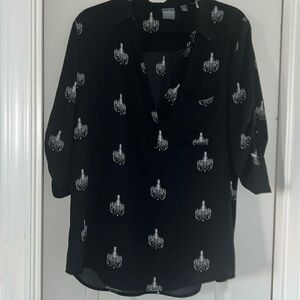 Black flowy collared blouse